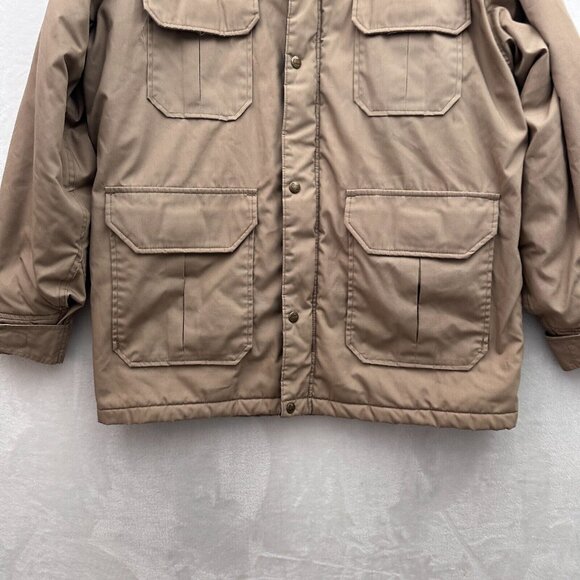 Vintage Woolrich Jacket Mens L Beige Full Zip Chore Insutaled Lined Outdoor - Picture 3 of 10